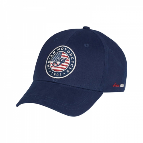 Kepurė Indian Motorcycle USA Flag Logo Cap, Navy Mėlyna