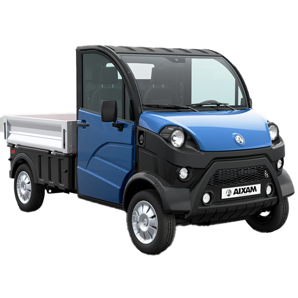 products/100/005/575/52/AIXAM E-TRUCK DROP SIDE Elektrinis mini krovininis automobilis_SapphireBlue_Front.jpg