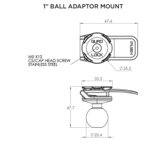 products/100/005/876/15/Motociklinio laikiklio adapteris Quad Lock 1-inch Ball Adaptor Mount_4.jpg