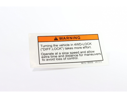 9010-190002 Warning plate, 4WD Operation