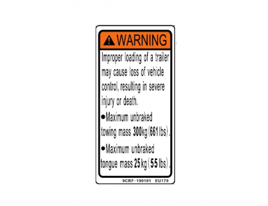 9CRF-190101 INSTRUCTION LABEL, TOWING LOAD