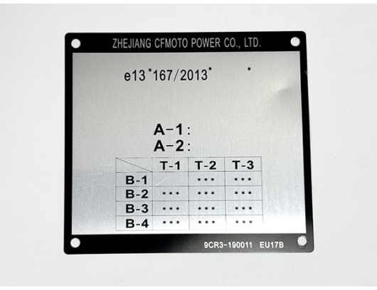 9CR3-190011 VIN PLATE