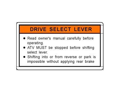 9010-190013 INSTRUCTION LABEL, GEAR SHIFT