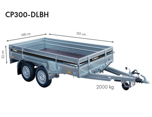 Priekaba TikiTreiler CP300-DLBH 2000kg 301x148x33