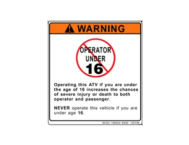 9CS#-190002-6400 WARNING DECAL, DRIVER`S AGE