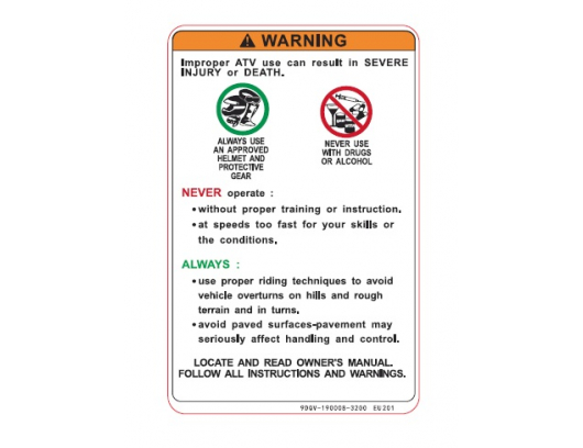 9DQV-190008-3200 DECAL, DRIVE WARNING