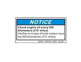 9DQV-190014-3200 WARNING DECAL, ENGINE OIL