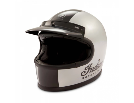Šalmas Indian Motorcycle Gloss Stripe Retro Full Face Helmet Sidabrinis