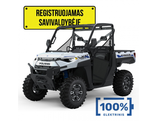 Polaris Ranger EV Full-Size Premium - Icy White Pearl T1B Elektrinis Bagis 2024 (mini traktorius)