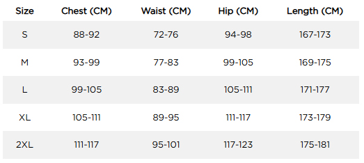 JOBEwetsuitSofiaSizeChart