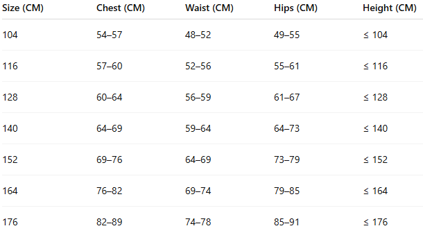 JOBEwetsuitBostonSizeChart